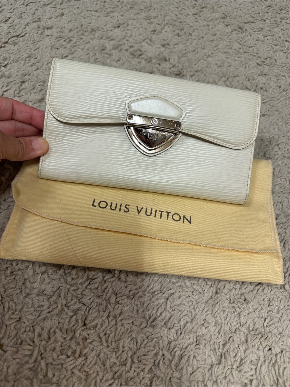 Louis Vuitton White Epi Leather Continental Wallet with Silver Hardware